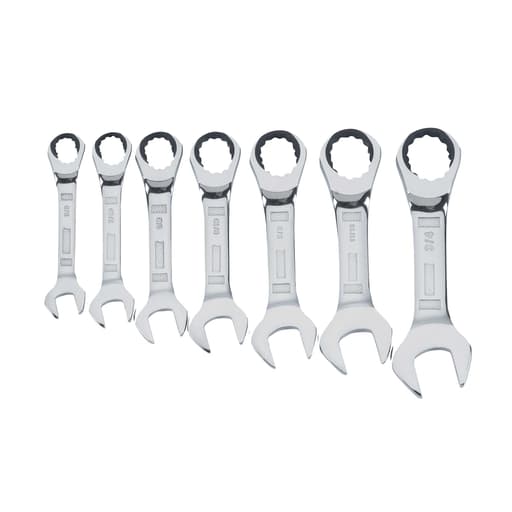 7 Piece Stubby Ratcheting Wrench Set