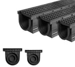 Deep Profile HDPE Trench Drain-39.4Lx6.1Wx5.5H in. Channel Drain with Grates,3 Pack Total Length 118.11 in, Plastic Yard Drainage System for Outdoor,Downspout,Yard Fence,Pool,Sidewalk,Patio