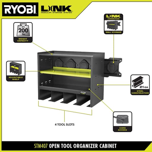 Open Tool Organizer Cabinet