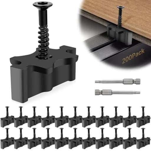 200 Pack Hidden Deck Fasteners for Composite Decking Board, Composite Decking Clips with Metal Deck Screws, Universal Composite Hideaway Fasteners Plastic Clips for Deck Boards