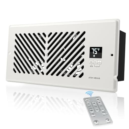 Quiet Register Booster Fan Fits 4”x10” Register Holes, Smart Vent Booster Fan with Thermostat & Remote Control, 10-Speed Control Heating Cooling AC Vent