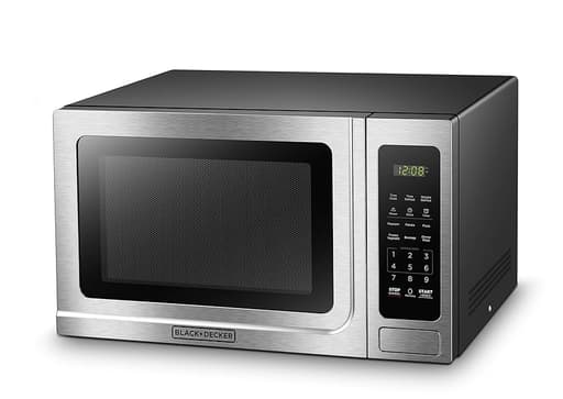 Digital Microwave Oven with Turntable Push-Button Door, Child Safety Lock, Stainless Steel, 1.4 Cu.ft