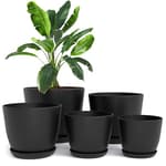 - Plant Pots Indoor with Drainage - 7/6.6/6/5.3/4.8 Inches Flower Pots for Indoor Planter - 5 Pack Plastic Planters - Ideal for Stocking Stuffers or Home Christmas Decorations - Black