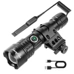 Tactical Flashlight Type-C USB Rechargeable 6000 lumens Zoomable LED Waterproof flashlights with Pressure Switch Picatinny Rial Light