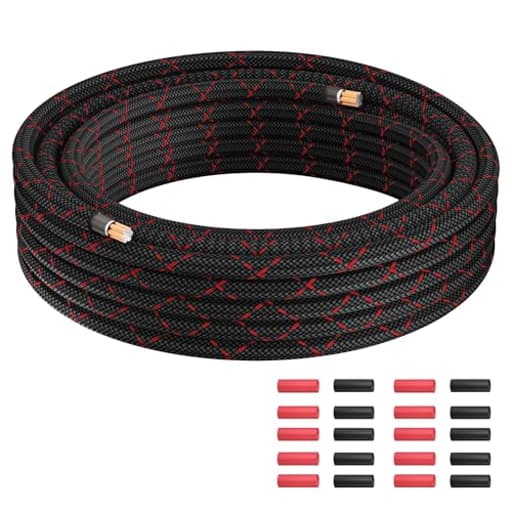 8 Gauge Wire 20FT, Primary Automotive Power or Ground Wire, Battery Cable, Nylon Braided Jacket, Copper Clad Aluminum, Car Audio Amplifier RV Trailer Electrical Wire, with 10 Heat Shrink Tubing, Black