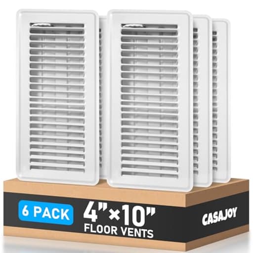 6 Pack Floor Vents Floor Registers 4x10 inch,Heavy Duty Metal Floor Air Vent Covers for Home Floor Wall, Rust Proof Finish Registers Grilles & Vents