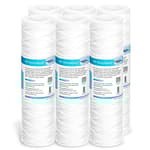 5 Micron 10"x2.5" String Wound Whole House Water Filter Replacement Cartridge Universal Sediment Filters for Well Water - 6 Pack