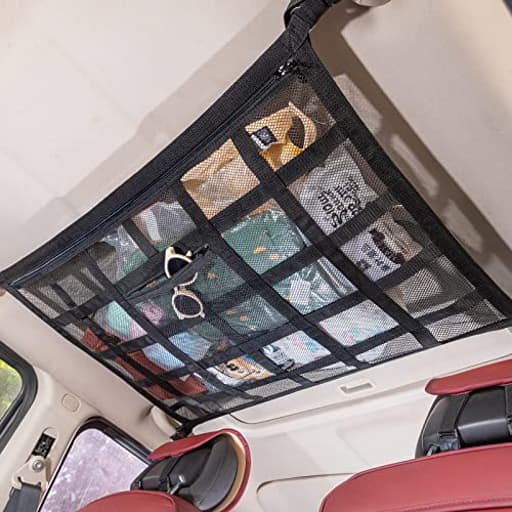 Upgrade Car Ceiling Cargo Net Pocket,31.5"x21.6" Strengthen Load-Bearing and Double-Layer Mesh Car Roof Storage Organizer,Truck SUV Van Travel Long Road Trip Camping Interior Accessories