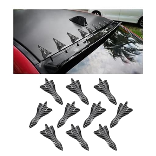 10PCS Car Diffuser Shark Fin Kit, Auto Air Vortex Generator Decoration Self-Adhesive Compatible with Spoiler Roof Wing Pointed, Bumper Exterior Accessories for SUV, Car