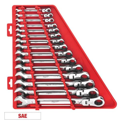 15Pc Flex Head Ratcheting Wrench Set - SAE