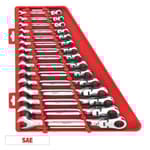 15Pc Flex Head Ratcheting Wrench Set - SAE