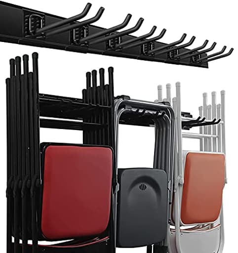 Garage Storage Organization Wall Mount, Garden Tool Rack Organizer Heavy Duty Folding Chair Hangers with 6 Adjustable Hooks 48inch Tracks Max Load 450lb
