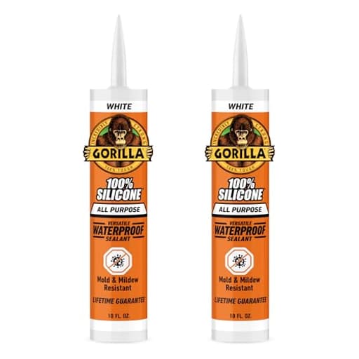 Waterproof Caulk & Seal Silicone Sealant, 10oz Cartridge (Pack of 2) - White Caulking Sealant for Kitchen, Window, Bath, Marine, Door and More