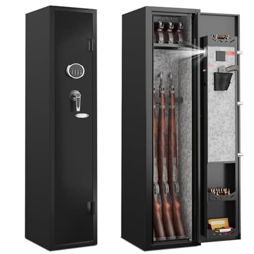 2-3 Gun Safe,Rifle Safe,Gun Safe for Rifles and Pistols,Gun Cabinet for Shotguns,Long Gun Cabinet for Shotguns with Removable Storage Shelf,LED Light,Quick Access Rifle Safes,Adjustable Shelves