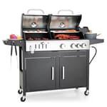 Propane Gas Grill and Charcoal Grill Combo with Side Burner & Porcelain-Enameled Cast Iron Grate, Dual Fuel BBQ Grill for Outdoor Events & Backyard Barbecue, 690 SQIN Cooking Area