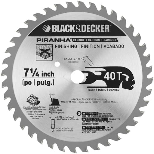 7-1/4-Inch 40-Tooth ATB Thin-Kerf Fine Finishing Saw Blade (5/8-inch arbor)