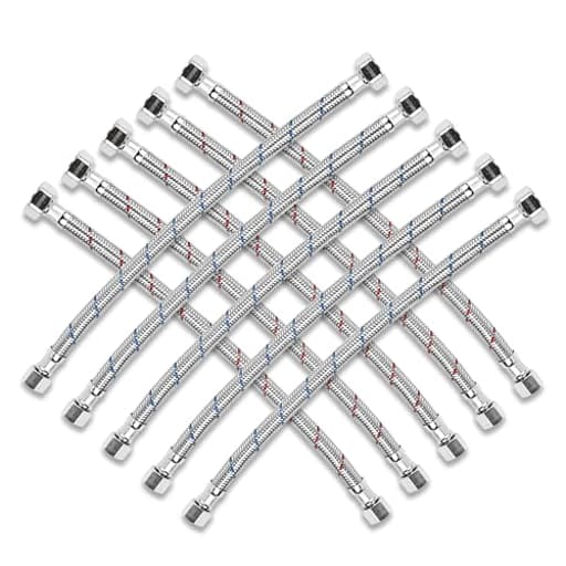 10 Pcs Faucet Hose Connectors, 3/8" Comp x 1/2" FIP Premium Braided Stainless Steel Water Supply Lines for Bathroom, Toilet and Kitchen Faucets