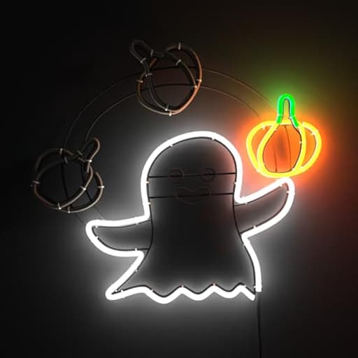 LED Ghost Neon Sign,Night Light Decorations with Animated Pumpkin Throwing Effect Lighted Display,Halloween Ghost Decor,Halloween-Ghost Lights with Remote Control Home Party Windows Decor