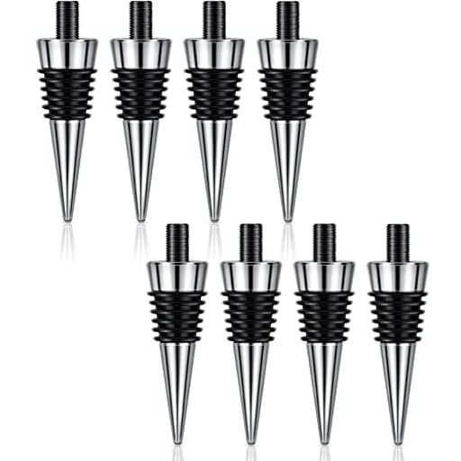 8 Pieces Metal Bottle Stopper Blank Stainless Steel Wine Bottle Stopper Kit Reusable Wine Saver Corks Hardware for Wedding Party Bar Turning