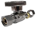 3/8" O.D Female Compression x 3/8" O.D Male Comp. Brass Quarter Turn Water Shut Off Straight Repair Add On Stop Ball Valve,Chrome For Kitchen,Bathroom, Add a Tee Plumbing