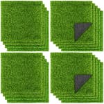 18 Pieces Artificial Grass Mat 12 x 12 Inch Synthetic Grass Square Mats Indoor Outdoor Patio Flooring Fake Turf Patch Tiles Realistic Grass Rug for DIY Crafts Miniature Garden, Grass Green