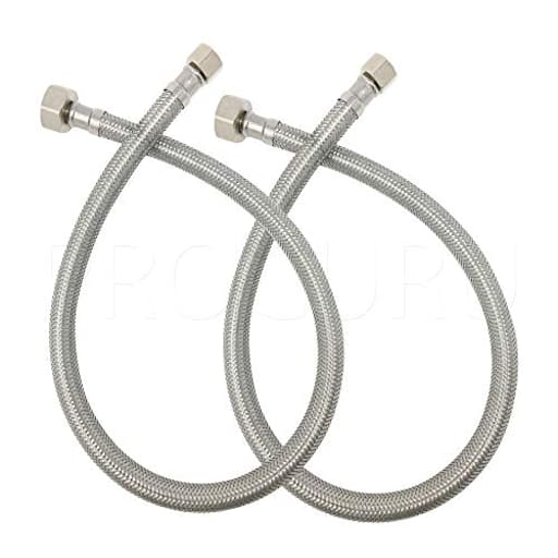 [2-Pack] PROCURU 24-Inch (2Ft) x 3/8" Comp x 1/2" FIP Faucet Hose Connector, Braided Stainless Steel Supply Line, Certified Safe