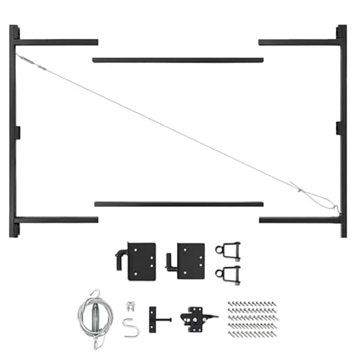 Full Frame Gate Fence Kit, Fits 60-96 in. Openings & Up to 6 ft., Black - Heavy-Duty Outdoor Reinforcement & Accessories for Gates and Fences