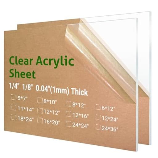 2 Pieces 8 x 12” Clear Acrylic Sheet Plexiglass - 1/8”(3mm) Thick, Use for Craft Projects, Signs, DIY Projects and More; Cut with Saw or Hand Tools, No Laser Cut