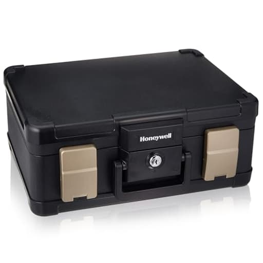 LHLP1103G 30 Minute Fire Safe Waterproof Safe Box Chest with Carry Handle, Medium, 1103, Black, 7.3 litre