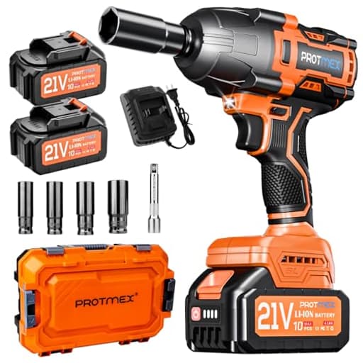 Cordless Impact Wrench, 900Ft-lbs (1200N.m) 1/2" Brushless Impact Gun, 21V High Torque Power Impact Driver, 2x4.0Ah Batteries Electric Impact Motor Variable Speeds for Family Car/Pickup Truck/Mower