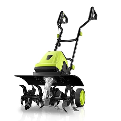 Tiller Cultivator, 15-Amp 18-Inch Width 9-Inch Depth Corded Electric Tiller 24 Durable Steel Tines Gardening Tiller with Adjustable Wheels Foldable Handle for Easy Soil Cultivation