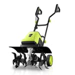 Tiller Cultivator, 15-Amp 18-Inch Width 9-Inch Depth Corded Electric Tiller 24 Durable Steel Tines Gardening Tiller with Adjustable Wheels Foldable Handle for Easy Soil Cultivation