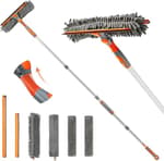 Squeegee Window Cleaner Tool 2 in 1 Rotatable Window Cleaning Squeegee Kit with Extension Pole, 62'' Window Washing Kit, Bendable Head for Home Car Glass - 4 Pads