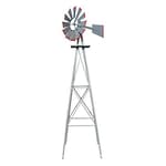 8FT Ornamental Windmill Backyard Garden Decoration Weather Vane, Heavy Duty Metal Wind Mill w/ 4 Legs Design