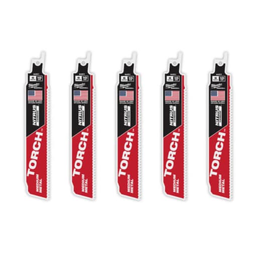 6" Reciprocating Saw Blade 10TPI The TORCH with NITRUS CARBIDE Teeth for Medium Metal 5PK