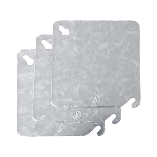 3 Packs 4 Inch Metal Electrical Box Cover Plates, Junction Box Cover, Electrical Box Cover, Corrosive Resistant Cover for Electrical Junction Box, Galvanized, Sliver