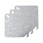 3 Packs 4 Inch Metal Electrical Box Cover Plates, Junction Box Cover, Electrical Box Cover, Corrosive Resistant Cover for Electrical Junction Box, Galvanized, Sliver