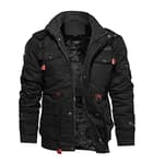 Mens Winter Jacket Fleece Warm Jackets Winter Coats for Men Military Work Coat with Hooded Black M