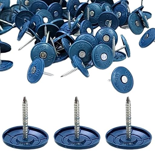 (500 Pack) Round Plastic Cap Nail 1 Inch Roofing Nails Galvanized Tar Paper Nails for House Wrap Fastening Foam Board Roofing Felt Insulation Film