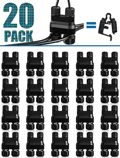 Fastlock2 Low Voltage Wire Connector Landscape Lighting Connectors Waterproof 12-18 Gauge Wire Connectors for Low Voltage Landscape Lights Outdoor Landscape Path Lights, 20 Pack