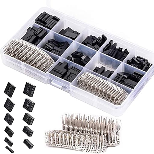 620pcs 2.54mm/0.1" Connectors Wire Jumper Cable Pin Header Connector Housing Assortment Kit Male Female Crimp Pin Connector Terminal Pitch With Plastic Box